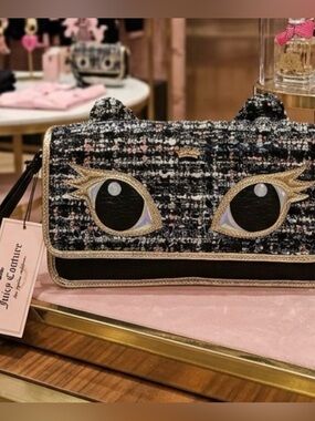MEOW Juicy Couture Tweed Cat Eyes Clutch - So CUTE 😻 NWT
